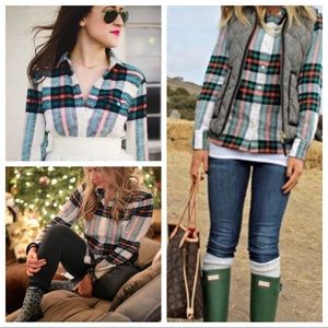 RARE J.Crew Rock Salt Plaid Flannel Button Down!